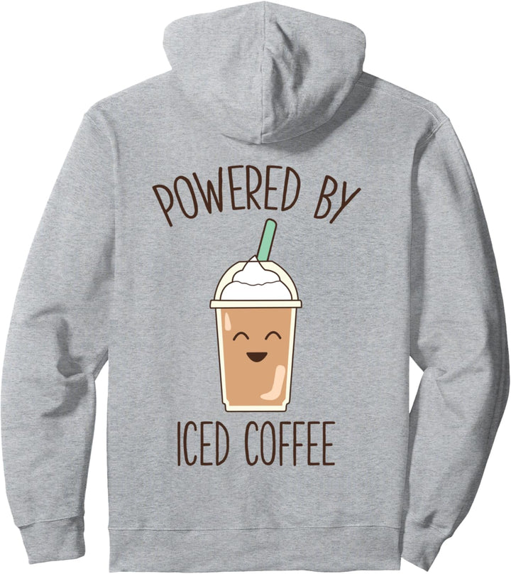 Cute Funny Coffee Gift Powered By Iced Coffee Japan Kawaii Pullover Hoodie