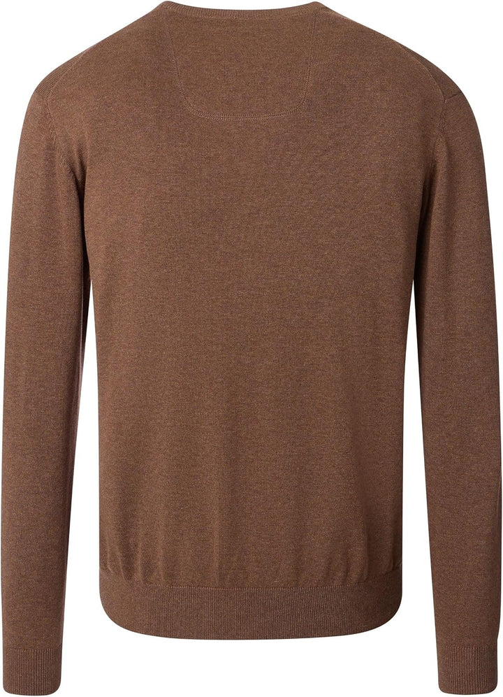 CASAMODA Herren Pullover mit V-Ausschnitt unifarben Elastischer Bund S Braun, S Braun