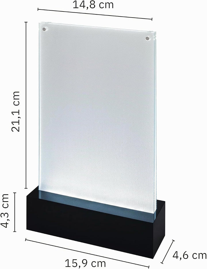 SIGEL TA422 Beleuchtbarer LED-Tischaufsteller für DIN A5, glasklar/schwarz, Acryl, DIN A5