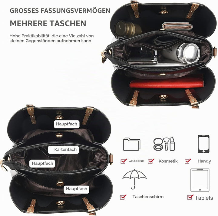 NICOLE &amp; DORIS Handtasche Damen Mittelgross Frauen Schultertaschen PU Leder Tote Tasche Elegante Hen