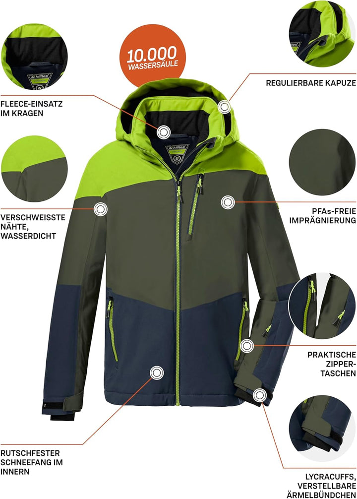 Killtec Jungen Ksw 161 Bys Ski Jckt Skijacke/Funktionsjacke mit Kapuze und Schneefang 128 apfel, 128