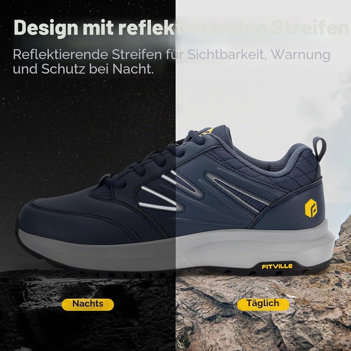 FitVille Extra Weit Wanderschuhe Herren Wasserdicht Wanderhalbschuhe rutschfest Trekkingschuhe für A