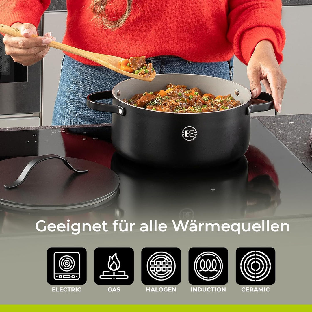 Be Living Essential Kochtopf mit Deckel Ø 28 cm (7 L) Induktion Schmortopf, Non Stick Keramik Antiha