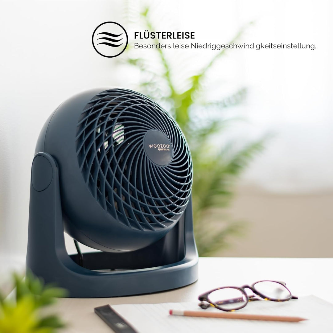 Iris Ohyama Woozoo, 23m², Ventilator, Blau, 3 Geschwindigkeiten, leise, Table Fan, Tischventilator,