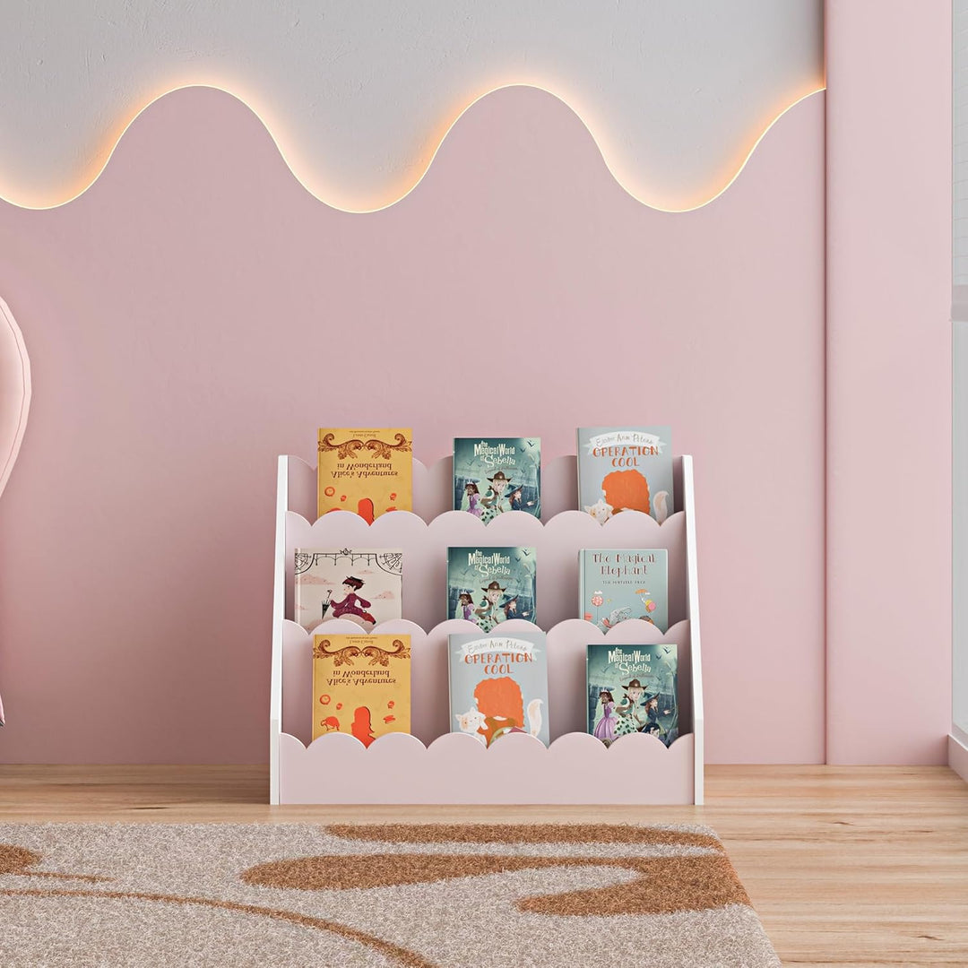 [en.casa] Bücherregal für Kinder Vestnes Kinderregal mit 3 Fächern Montessori Standregal in Wellende