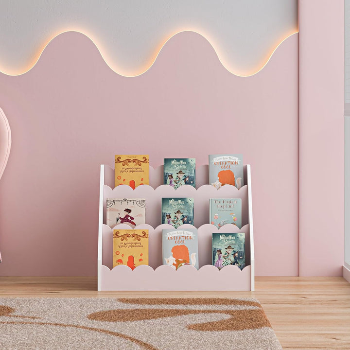 [en.casa] Bücherregal für Kinder Vestnes Kinderregal mit 3 Fächern Montessori Standregal in Wellende