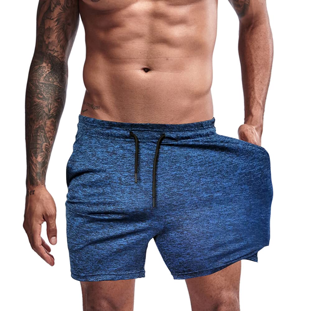 Agilelin Herren Sporthose,Training Kurze mit Tasche,Quick Dry Laufhose S Blau, S Blau
