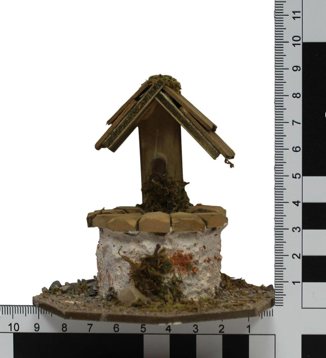ZICOM Krippenzubehör Miniaturzubehör Miniatur Brunnen rund mit Dach Höhe 8,8cm Holz Natur Unikat, Mo