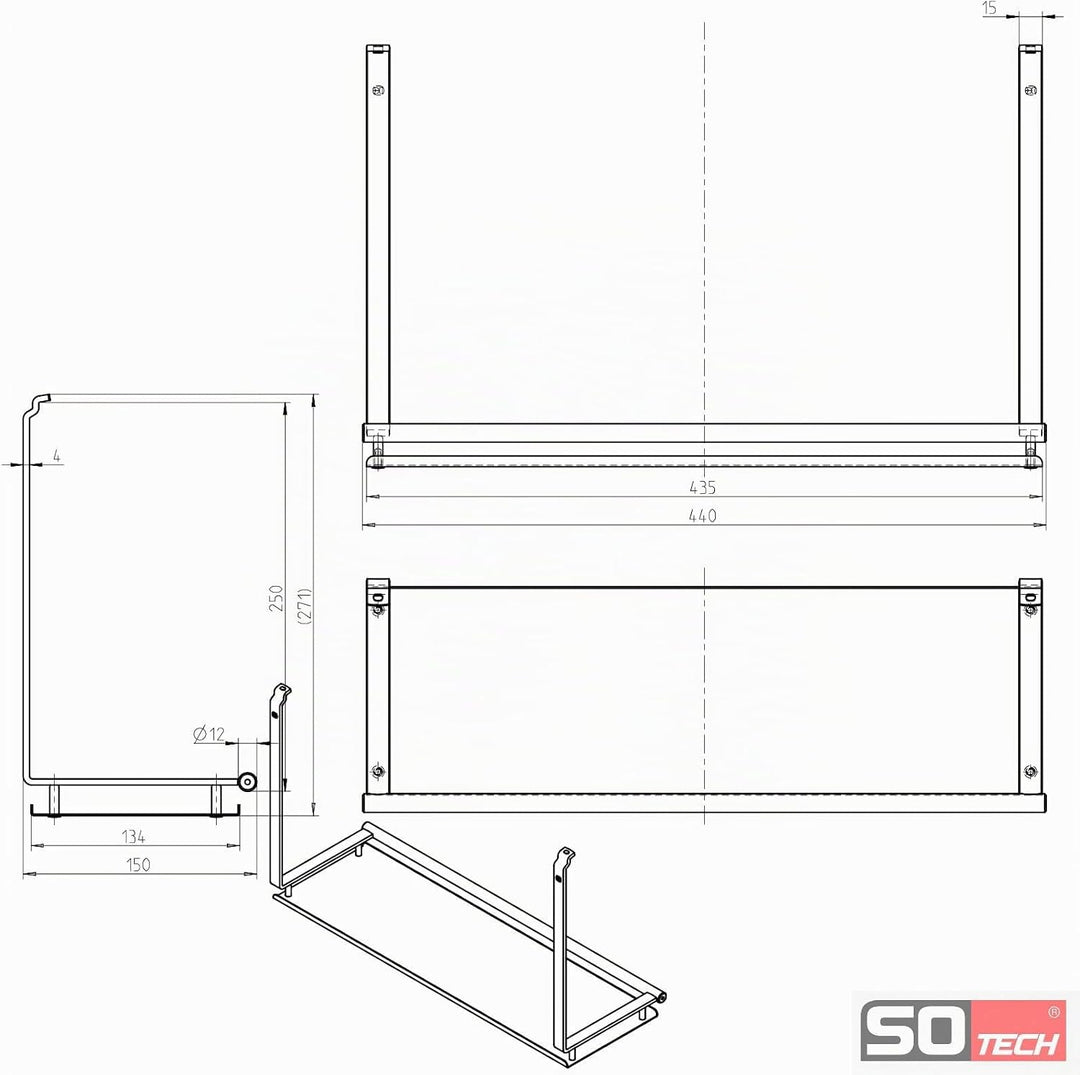Kesseböhmer Linero style Universalablage schwarz 440 x 150 x 271 mm zum Einhängen von SOTECH, Univer