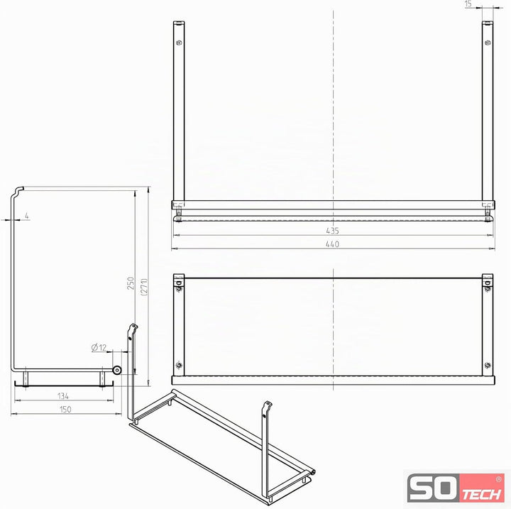 Kesseböhmer Linero style Universalablage schwarz 440 x 150 x 271 mm zum Einhängen von SOTECH, Univer