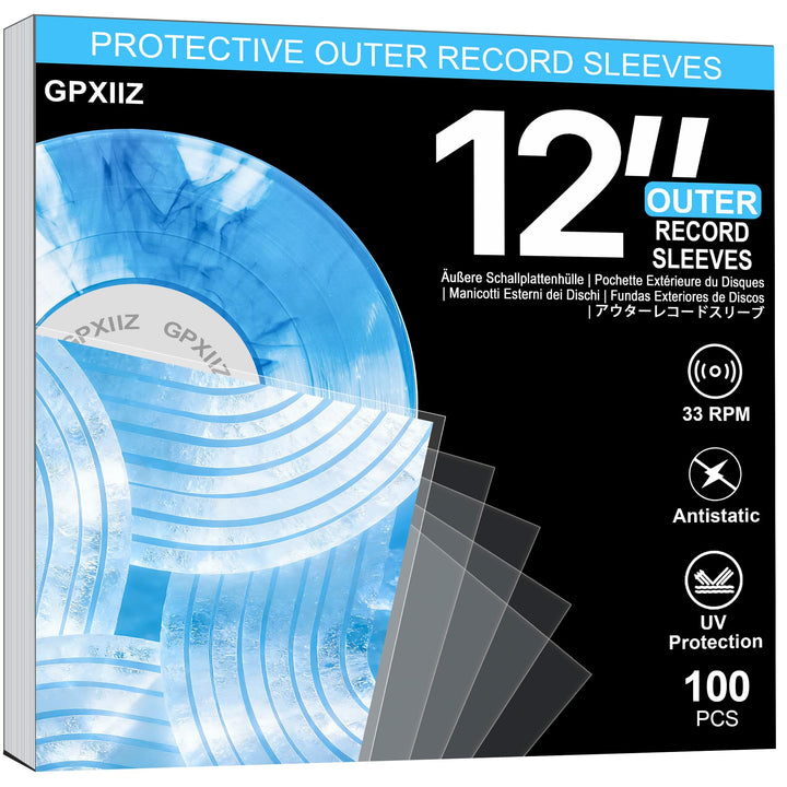 100x Schallplatten Hüllen Aussen 12 Zoll mit UV-Schutz | Ohne Kantenrissen | Säurefrei | Stabile Pol