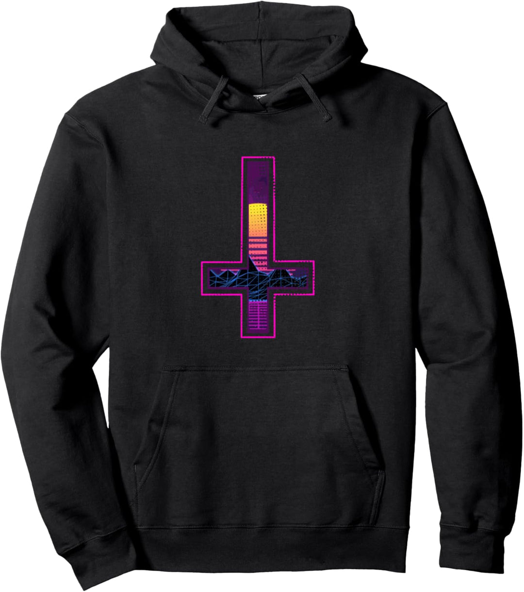 Synthwave Inverted Cross Dreamwave 80s Vintage Retro Pullover Hoodie
