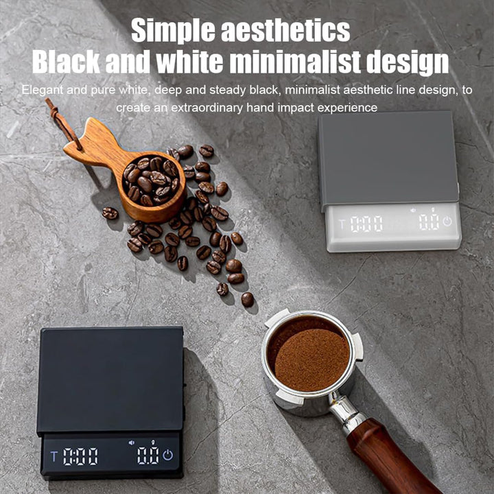 Mini Kaffeewaage mit Timer 2kg/0,1g für Espresso und Pour-Over Wiederaufladbare Espresso Waage mit L