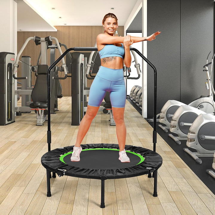 LIFERUN Fitness Trampolin Indoor Ø101cm,Tragfähigkeit 150 kg,Workout Rebounder,mit 3 Verstellbare Ha