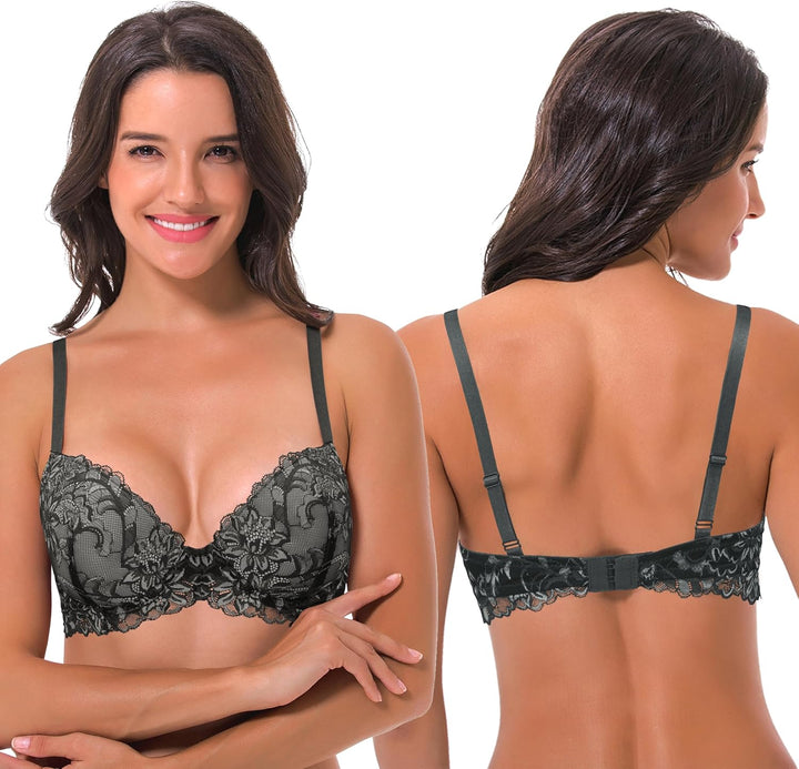 Curve Muse Damen Bügel Übergrösse Hochdrücken Fügen Sie 1 und eine halbe Tasse Spitzen-BHS hinzu 70D