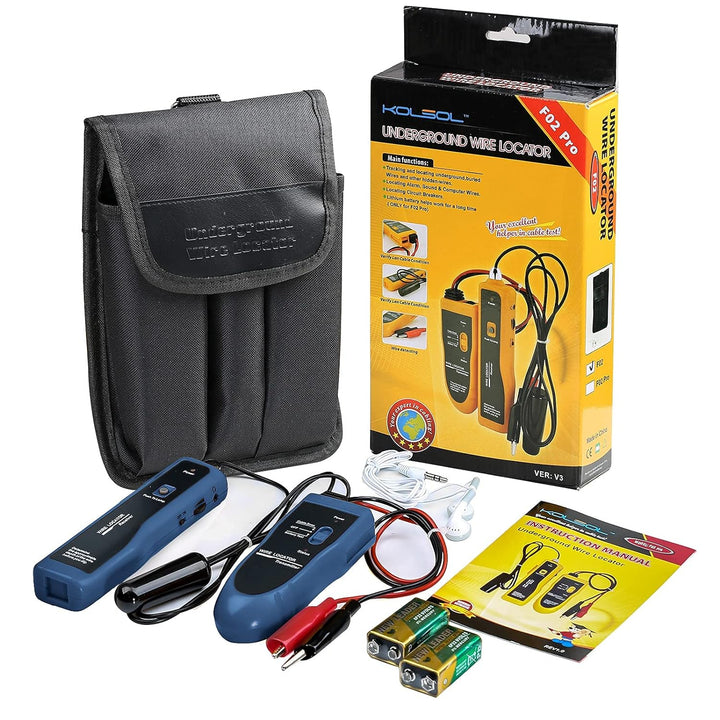 Kolsol Unterirdischer Kabel-Locator, Kabeltester F02 Pro mit wiederaufladbarem 1100-mAh-Akku zum Lok