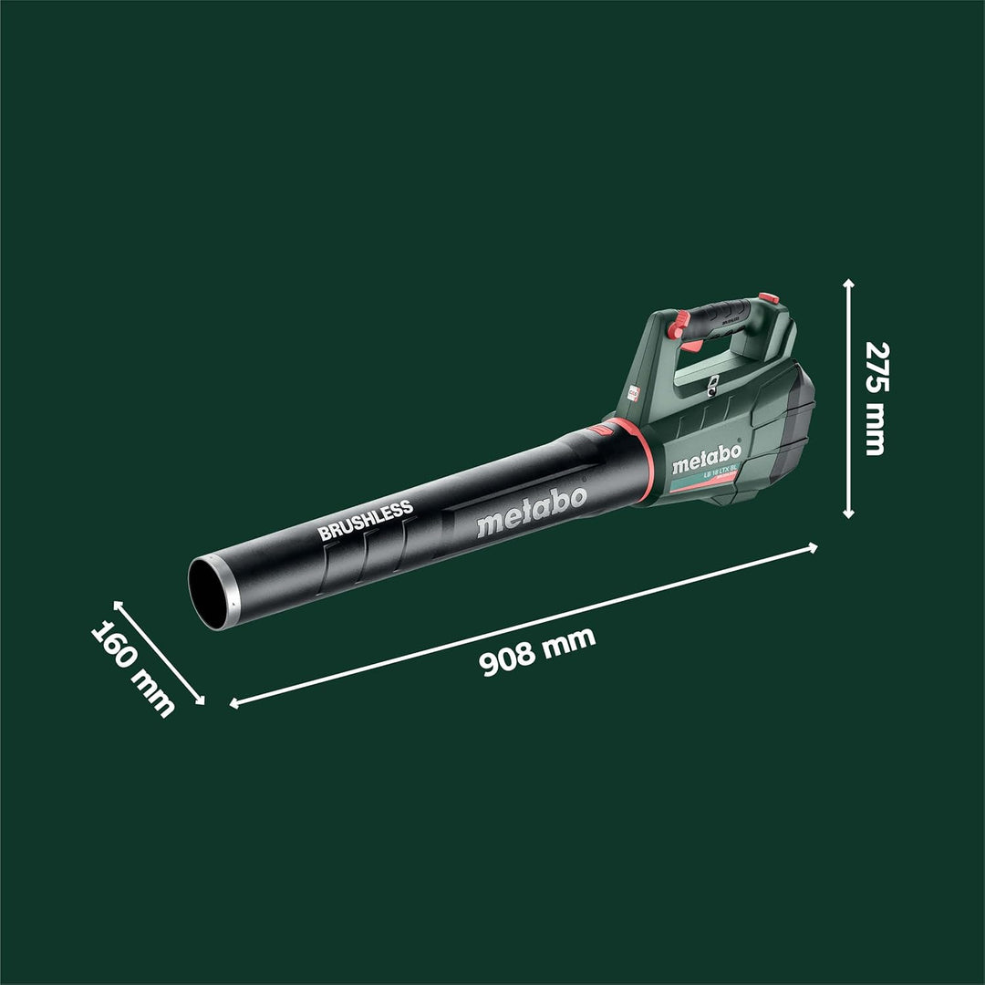 Metabo Akku-Laubbläser LB 18 LTX BL (601607850) 18V, 150 km/h Luftgeschwindigkeit (Tragegurt, gummie