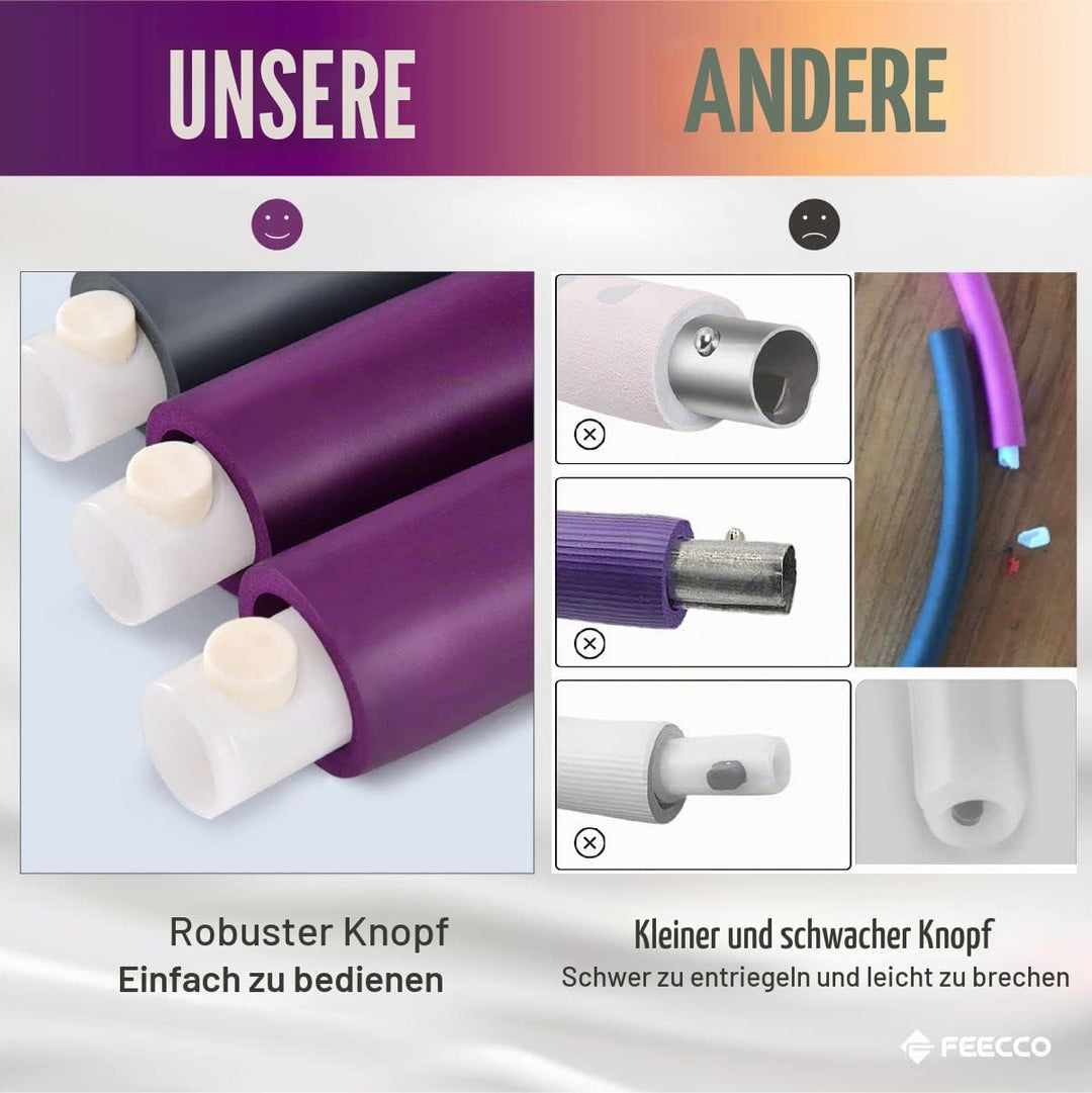 FEECCO Hula Hoop Reifen Erwachsene - hullahub Reifen zum Abnehmen Lila 1,5 kg, Lila 1,5 kg