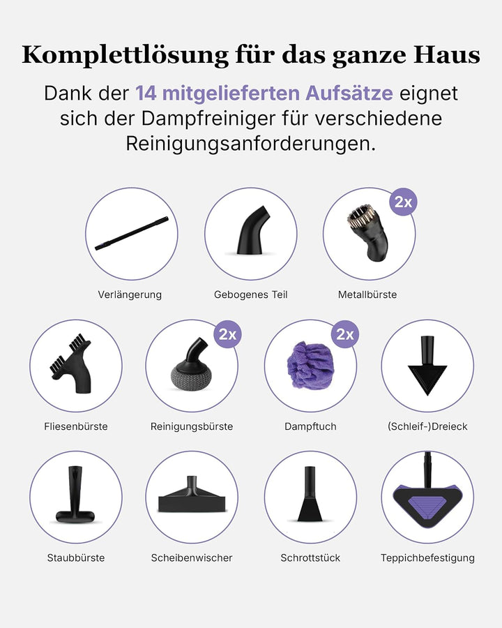 Motionflow Dampfreiniger für alles – 16-in-1 Hochdruck Steam Cleaner für Polstermöbel, Teppiche, Bad
