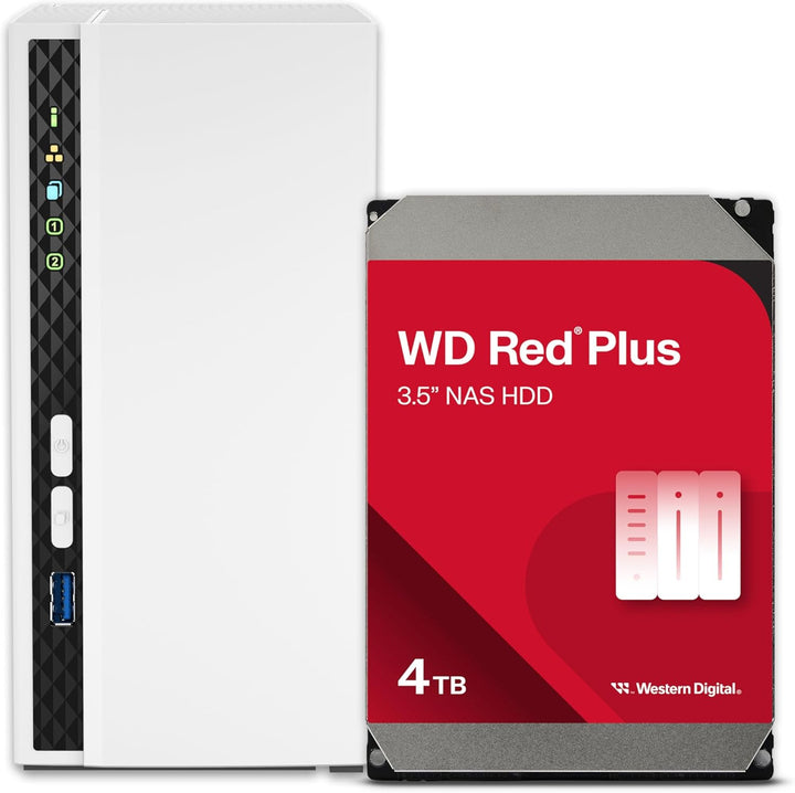 QNAP TS-233-24WD-US 2 Bay Home NAS mit 4TB Speicherkapazität, vorkonfiguriertes RAID 1 WD Red Plus H