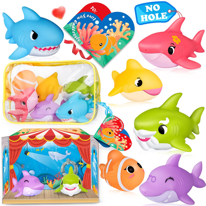 Oriate Infantino Badewannenspielzeug，6PCS Shark Meerestiere Figuren Baby Spielzeug，Kinderdusche Pool