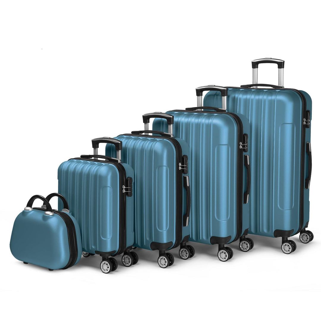 LALAHO Kofferset 5 teilig mit Kosmetikkoffer, Hartschalen Koffer Set aus ABS, Reisekoffer Set, Gepäc