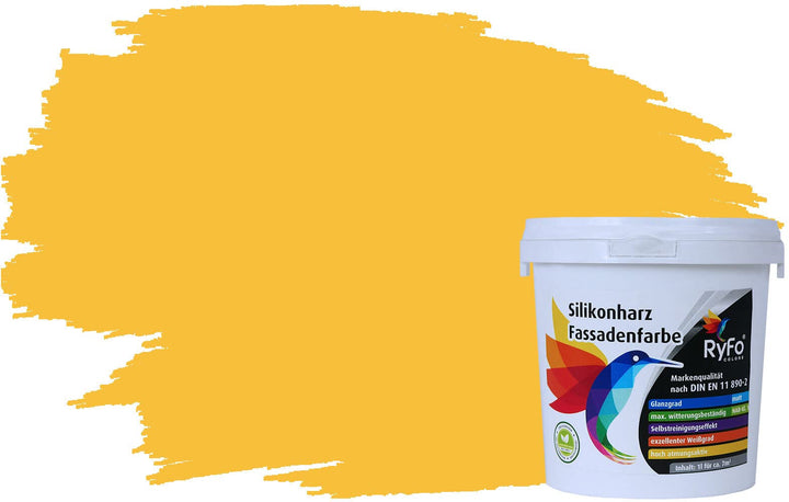 RyFo Colors Silikonharz Fassadenfarbe Lotuseffekt Trend Wüstengelb 1l - bunte Fassadenfarbe, weitere