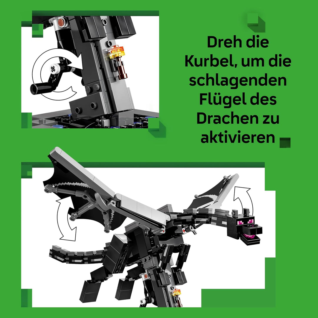 LEGO Minecraft Der Enderdrache - Interaktives Spielzeug mit schlagenden Flügeln und Exit Portal-Stän