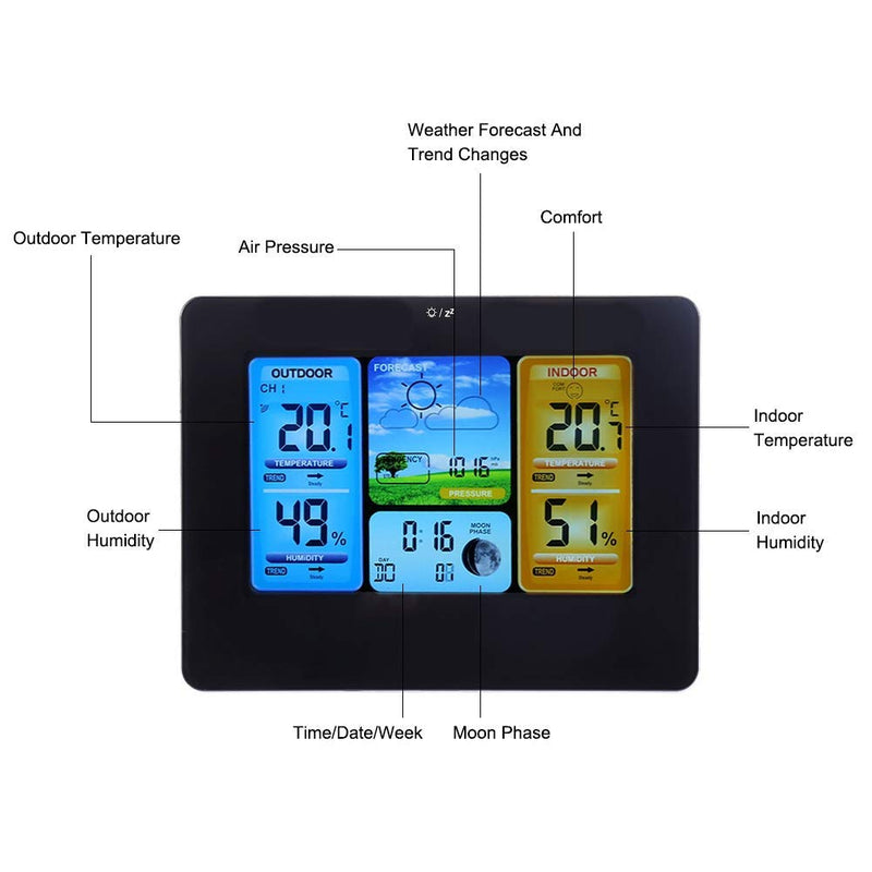 Wetterstation, Wetterstationen Vorhersage Indoor Outdoor Temperatur Drahtlose Wetterstation für Home