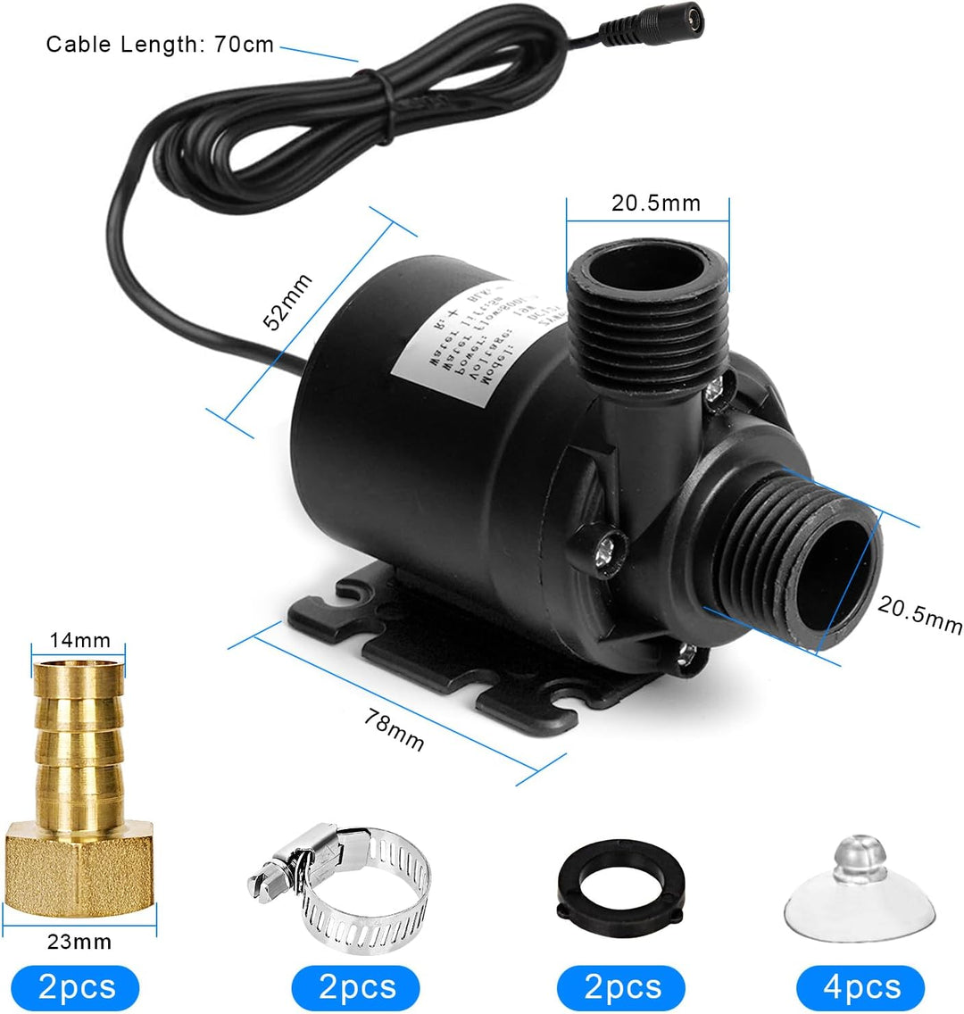 Wasserpumpe Brushless, DC 12V 800L/H Tauchpumpe Pumpe Wasser, 19W Bürstenlosen Unterwasserpumpe, Kle