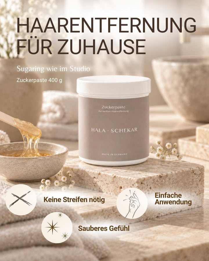 HALA SCHEKAR Natürliche Zuckerpaste Haarentfernung Zuckerpaste, Dose 400g, Sugarpaste strong, Smooth