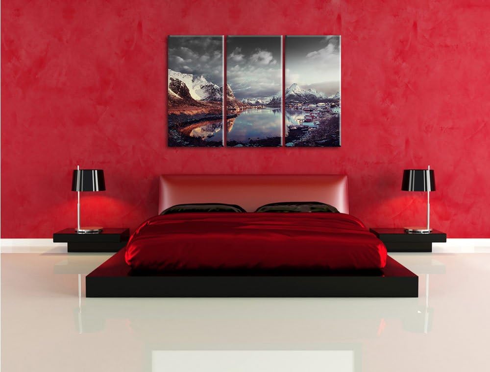 Pixxprint Schneelandschaft in Norwegen als Leinwandbild/Grösse: 3 Teilig (120x80) cm/Wandbild/Kunstd