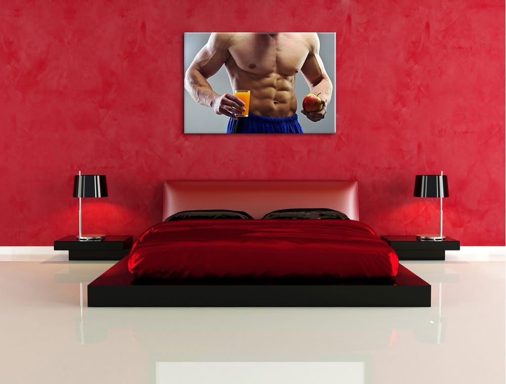 Trainierter Oberkörper Bodybuilder Format: 100x70 auf Leinwand, XXL riesige Bilder fertig gerahmt mi