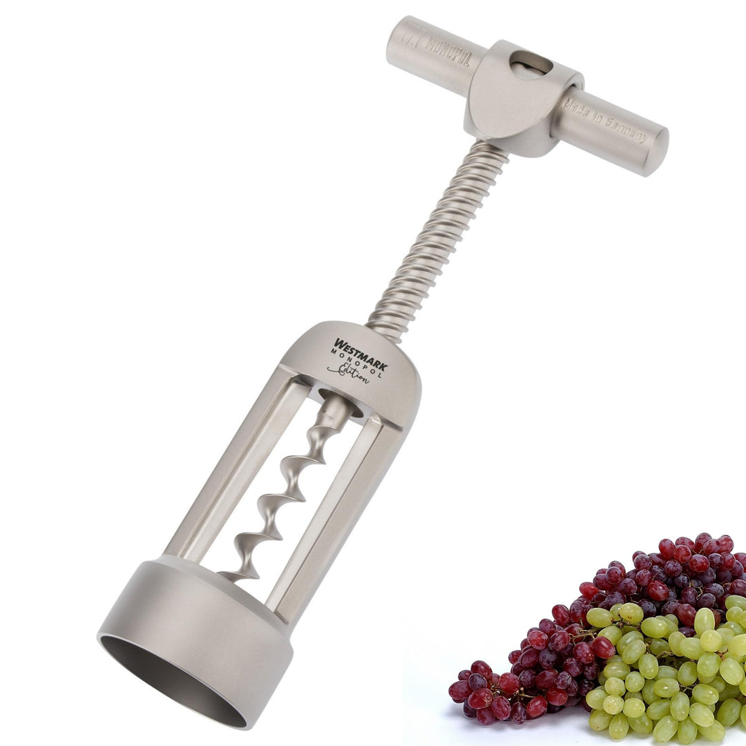 Westmark Glockenkorkenzieher mit Korkabstreifer, Monopol Edition, Stahl/Zink-Druckguss, Barolo, Edel