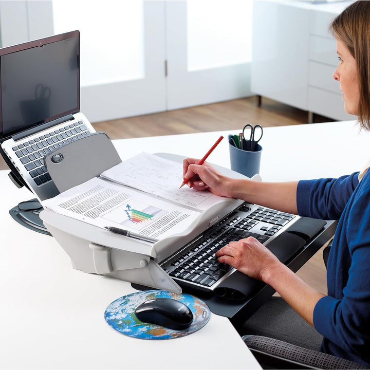 Fellowes Sichtfeld-Konzepthalter Easy Glide, Flexibler 2-in-1 Dokumentenhalter und Schreibunterlage,