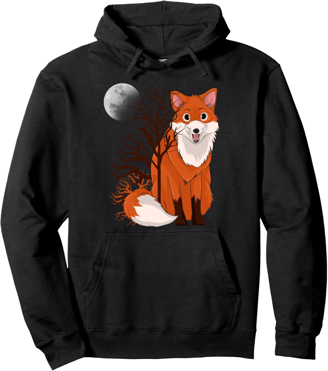 Waldbewohner Natur Mondlicht Waldtier Vollmond Fuchs Pullover Hoodie