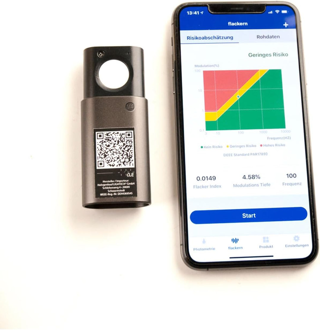 CLE Lichtmessgerät für Smartphones Bluetooth V4 LUX, CCT, FLICKER, CRI