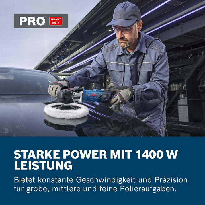 Bosch Professional kabelgebundener Polierer GPO 14-180 S (1400 W, 6 Geschwindigkeitsmodi, inkl. Zusa
