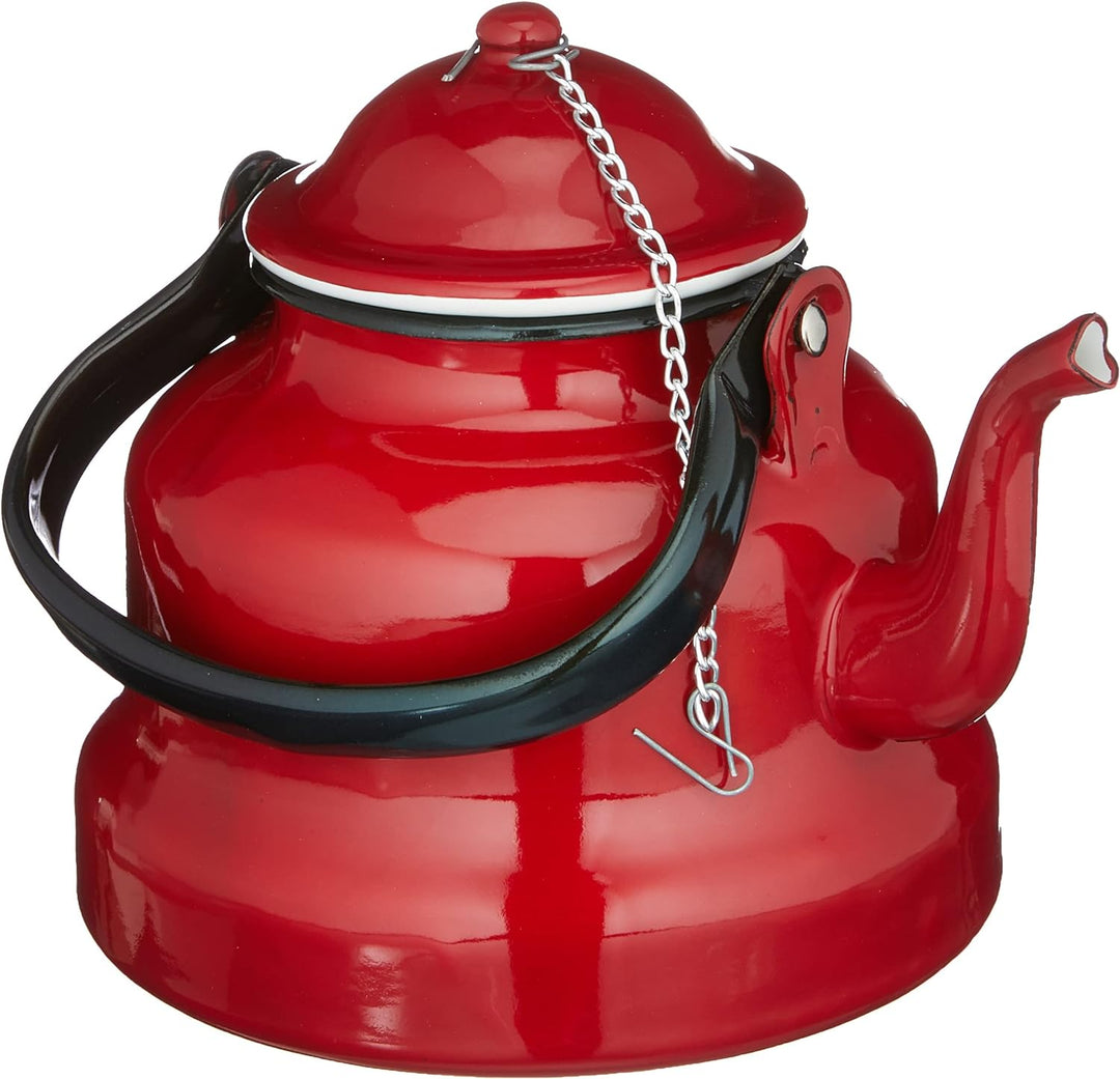 Ibili Wasserkocher Roja 1 l aus emailliertem Stahl in rot, 10 x 10 x 20 cm