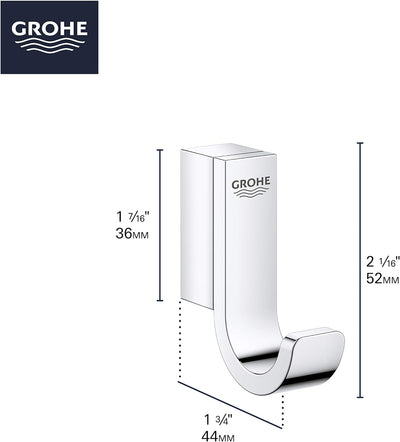 GROHE Selection, Accessoires - Einfacher Bademantelhaken, Verdeckte Befestigung, nickel gebürstet, 4