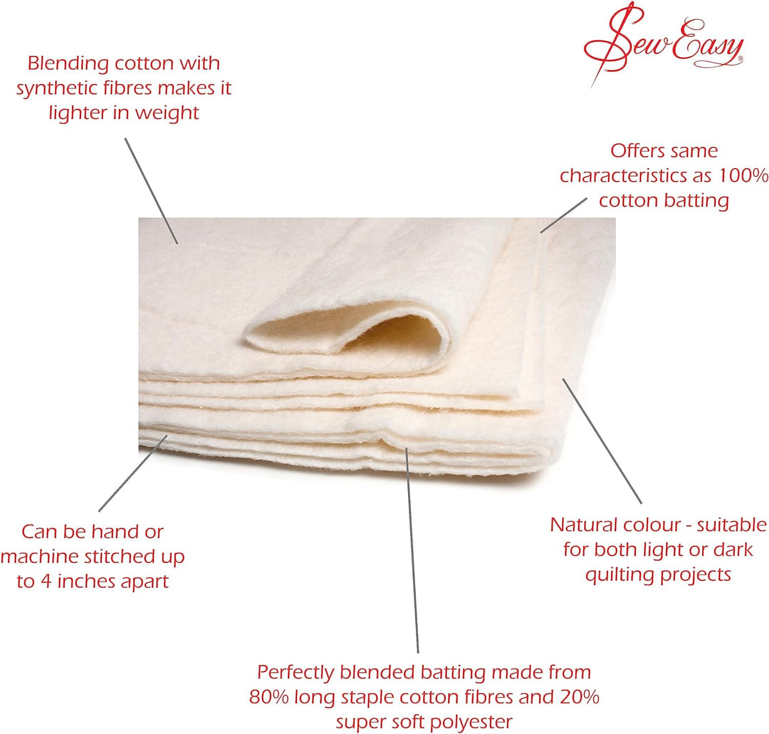 Sew Easy NLW.203 Wattierung, Baumwollmischung, 205.7 x 243.8cm 81 x 108” 205.7 x 243.8cm\ 81 x 108”