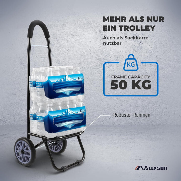 Allyson® Einkaufstrolley klappbar, Einkaufswagen mit 45L Kapazität und Abnehmbarer Tasche, Shopping