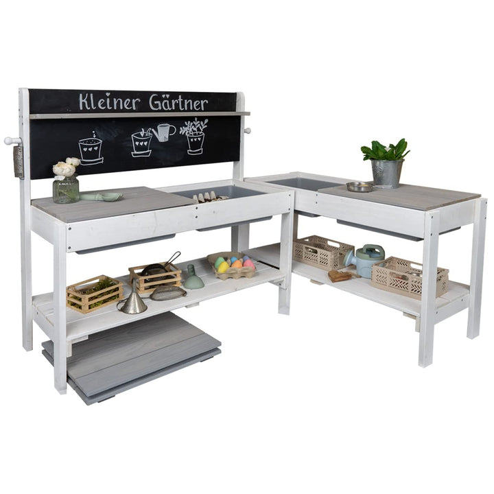 Meppi Matschküche Outdoorküche - Kleiner Gärtner Flexi - Weiss/grau aus Holz
