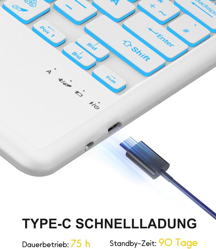 Für iPad Air 13 (M4/M3) Hülle mit Touchpad &amp; Beleuchtung QWERTZ Hellgrau Air 13 M4/M3/M2 (2026-2024)