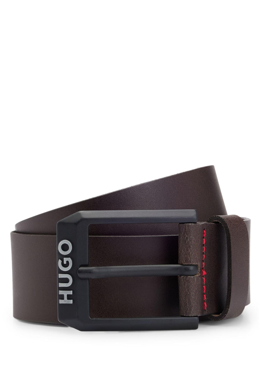 HUGO Herren Gelio-B Sz40 Ledergürtel mit mattschwarzer Logo-Schliesse 120 Dark Brown202, 120 Dark Br