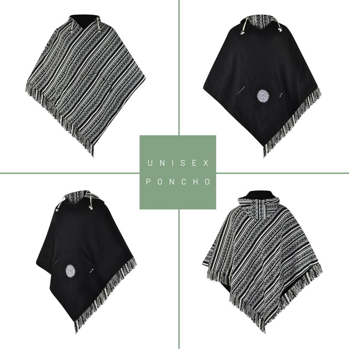 virblatt - Poncho Herren | Baumwolle | Herren Poncho Winter |zum Wenden| Mexiko Poncho Herren warm K