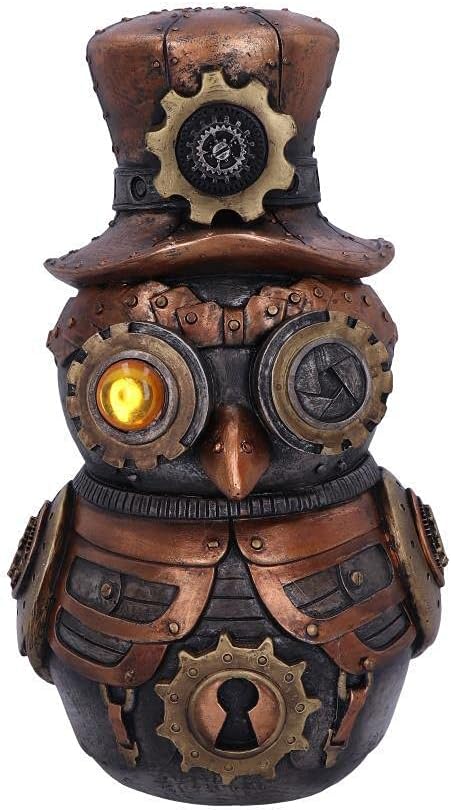 Nemesis Now Hootle Steampunk-Figur Eule mit Zylinder, 22,7 cm, Bronze, 22.7cm