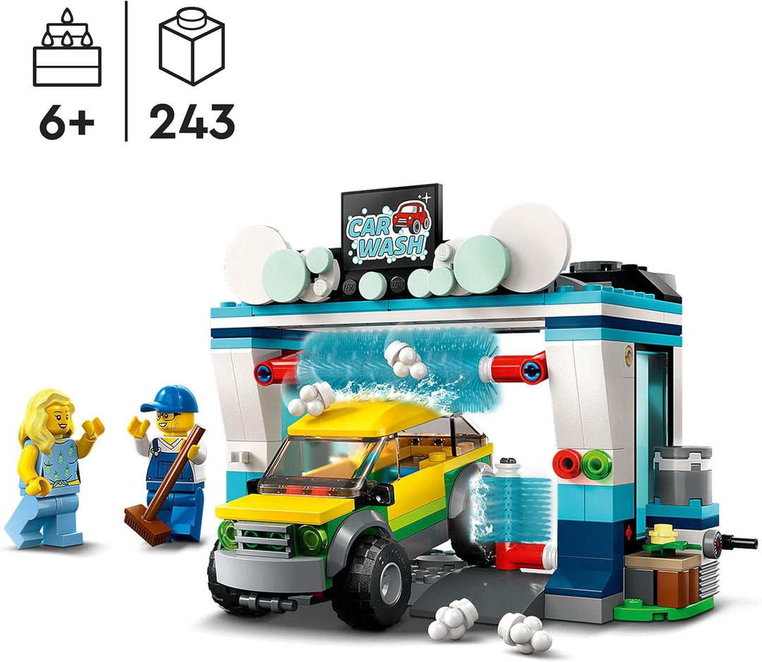 LEGO City Autowaschanlage, Set mit Spielzeugauto für Kinder ab 6 Jahren, Jungen & Mädchen, funktioni
