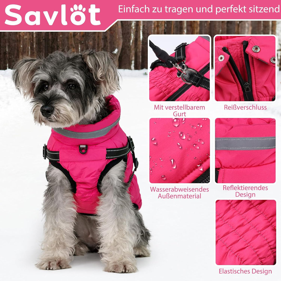 Hundemantel mit Geschirr wasserdichte Hundejacke, Gepolsterte Hundeweste Reflektierende Hundekleidun