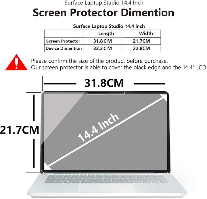 MEGOO Surface Laptop Studio 2/1 14.4 Zoll gehärtetes Glas Displayschutz, Hohe Transparenz/Hoch Ultra